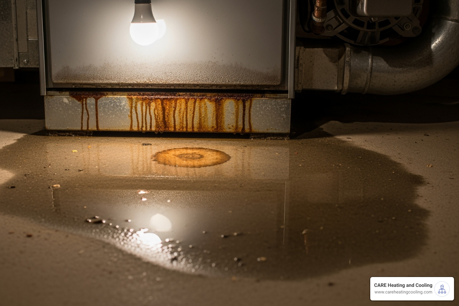 Water pooling at the base of a furnace - Furnace drain line