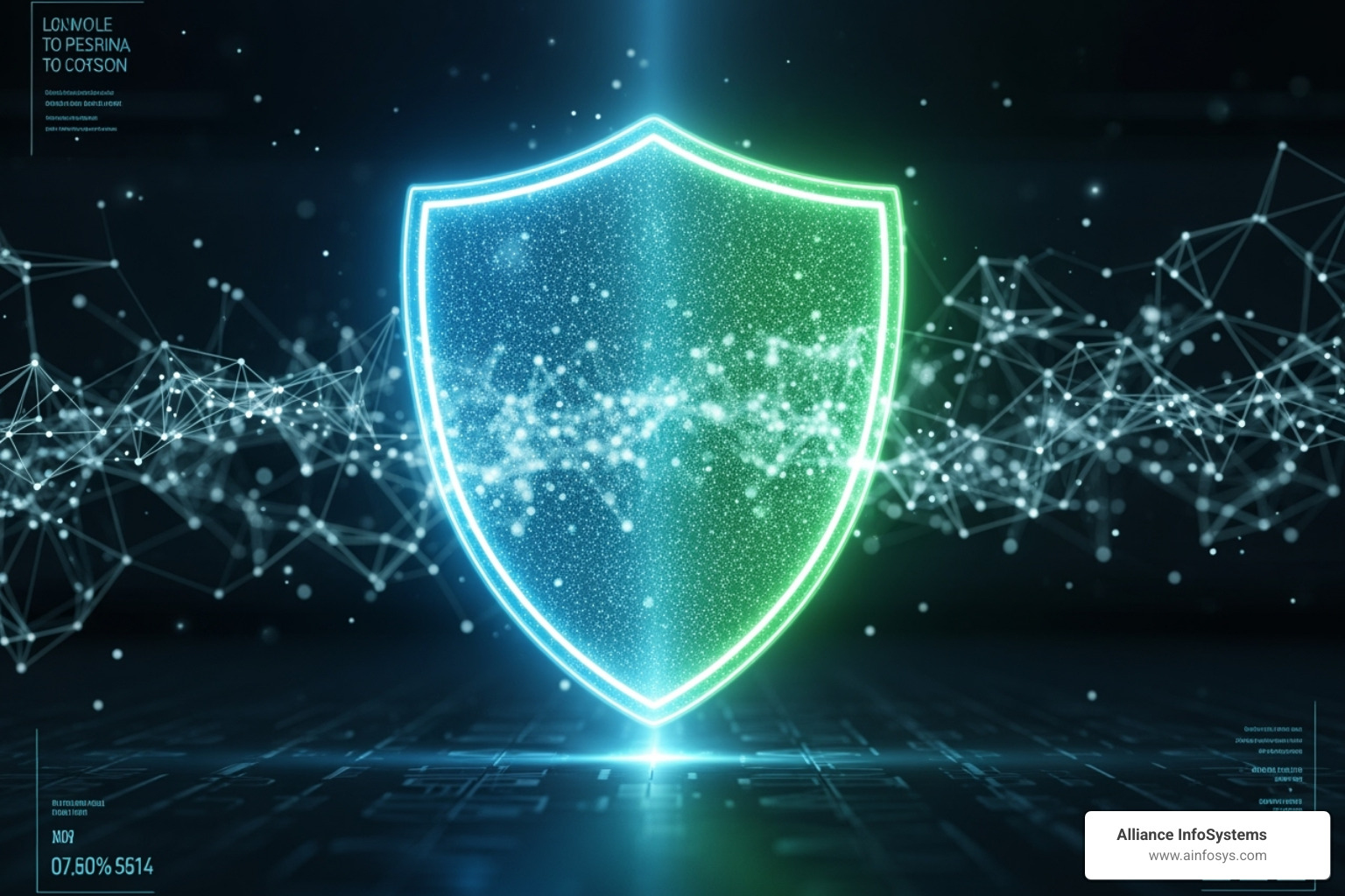 Digital shield protecting a network, symbolizing robust managed security services - IT managed services