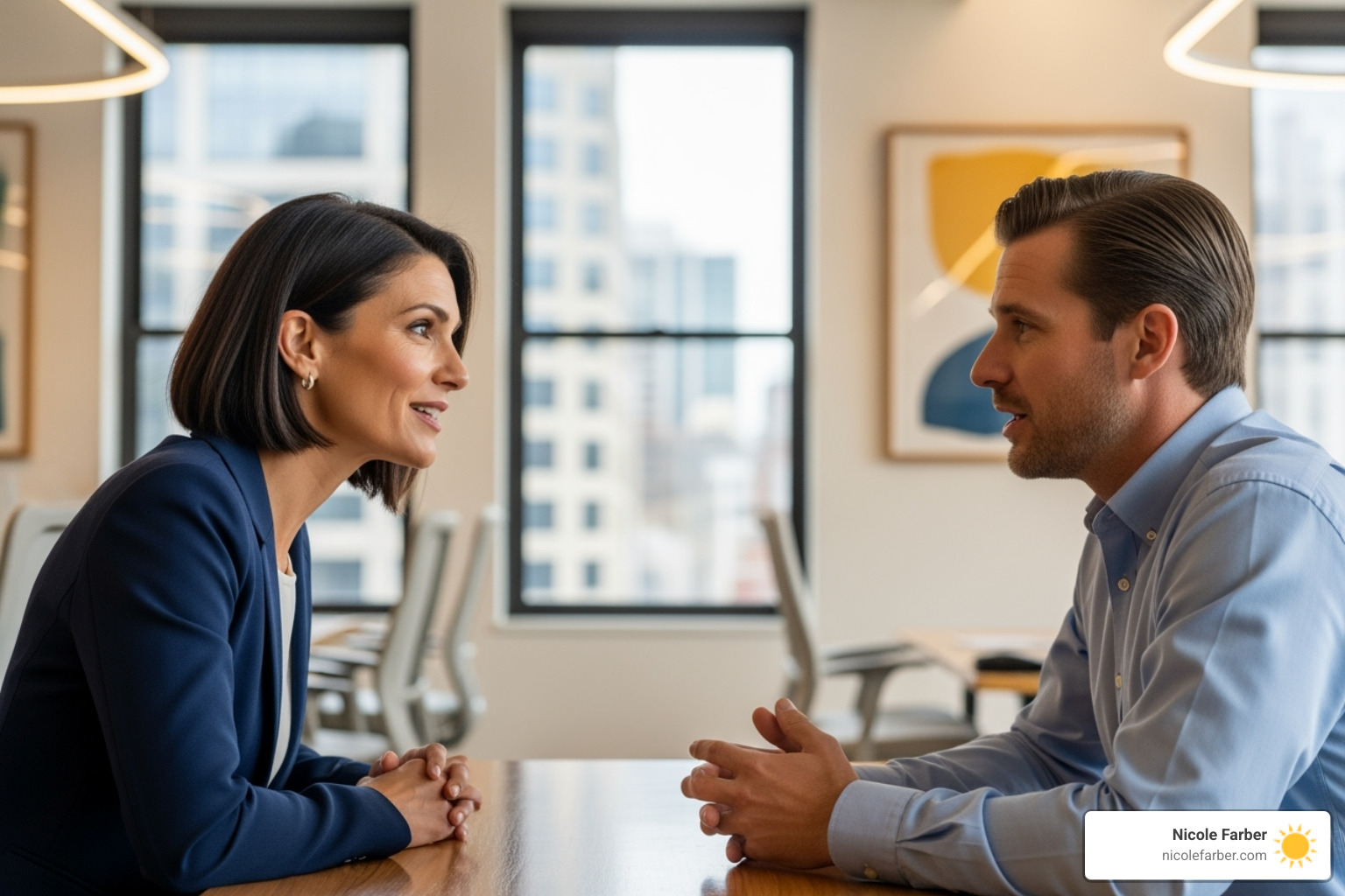 A leader listening intently to a team member in a one-on-one setting in Luzerne County - being a good leader in the workplace