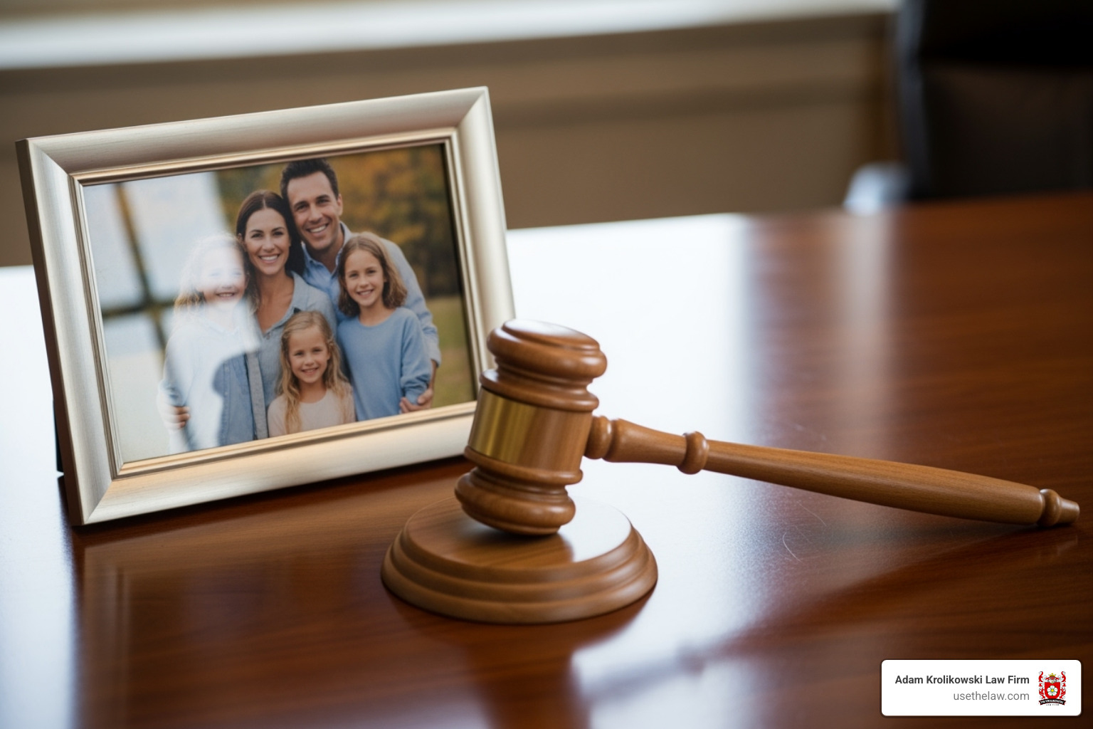 gavel and a family photo - Wrongful death attorney gavel and a family photo - Wrongful death attorney