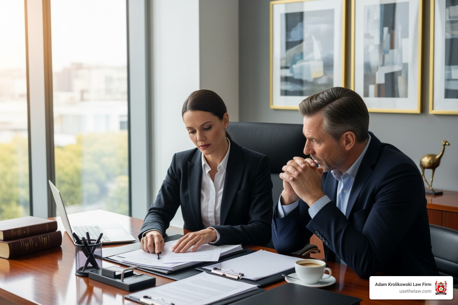 lawyer reviewing documents with a client - Wrongful death attorney lawyer reviewing documents with a client - Wrongful death attorney