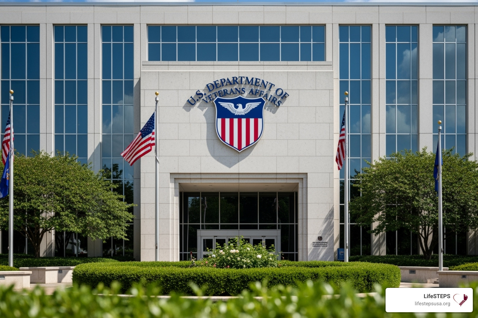 U.S. Department of Veterans Affairs logo on a building - Housing grants for veterans
