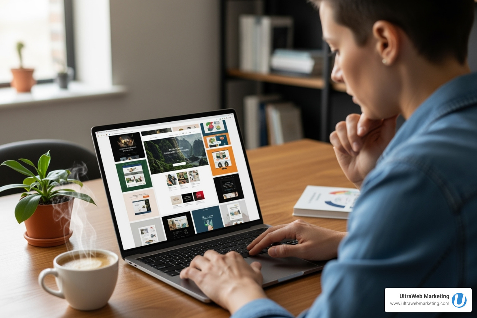 image of a person carefully reviewing a web design portfolio on a computer. - web design and development agency near me image of a person carefully reviewing a web design portfolio on a computer. - web design and development agency near me