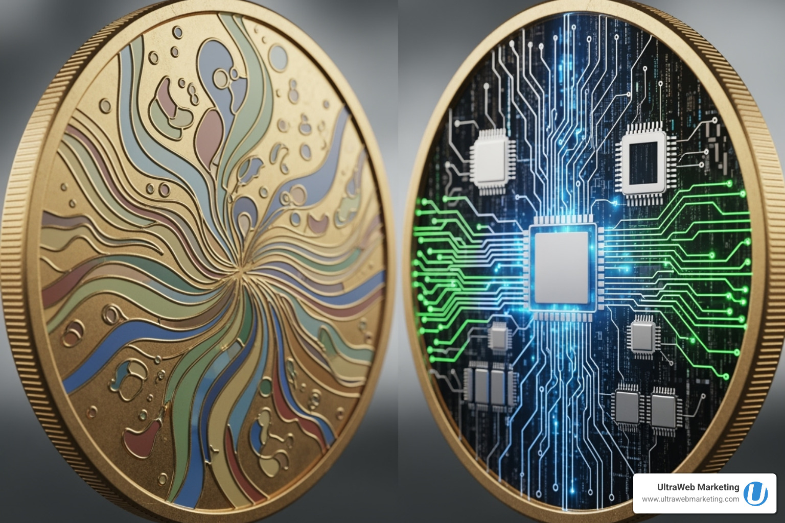 image showing two sides of a coin: "Design" (visuals, UX) and "Development" (code, functionality). - web design and development agency near me image showing two sides of a coin: "Design" (visuals, UX) and "Development" (code, functionality). - web design and development agency near me