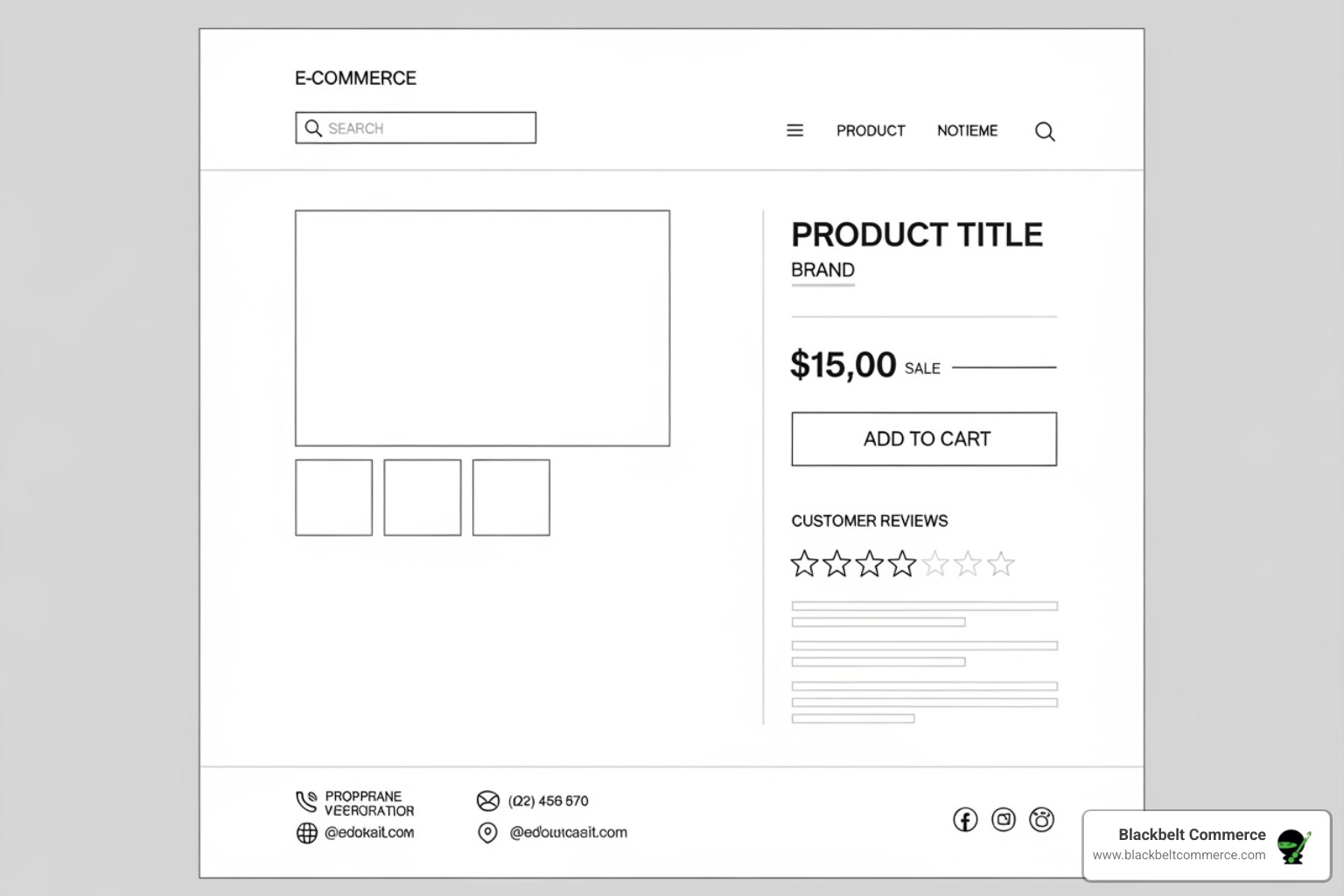 Wireframe design for a product page, highlighting key conversion elements - create shopify theme from scratch