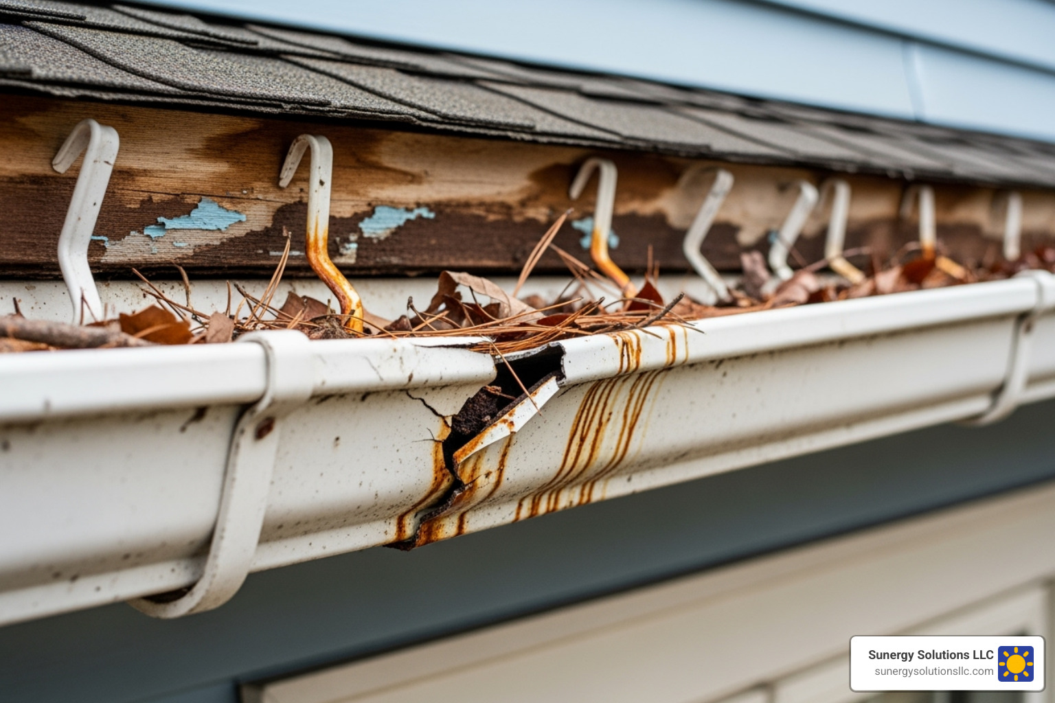severely cracked and sagging gutter - cost to replace a gutter