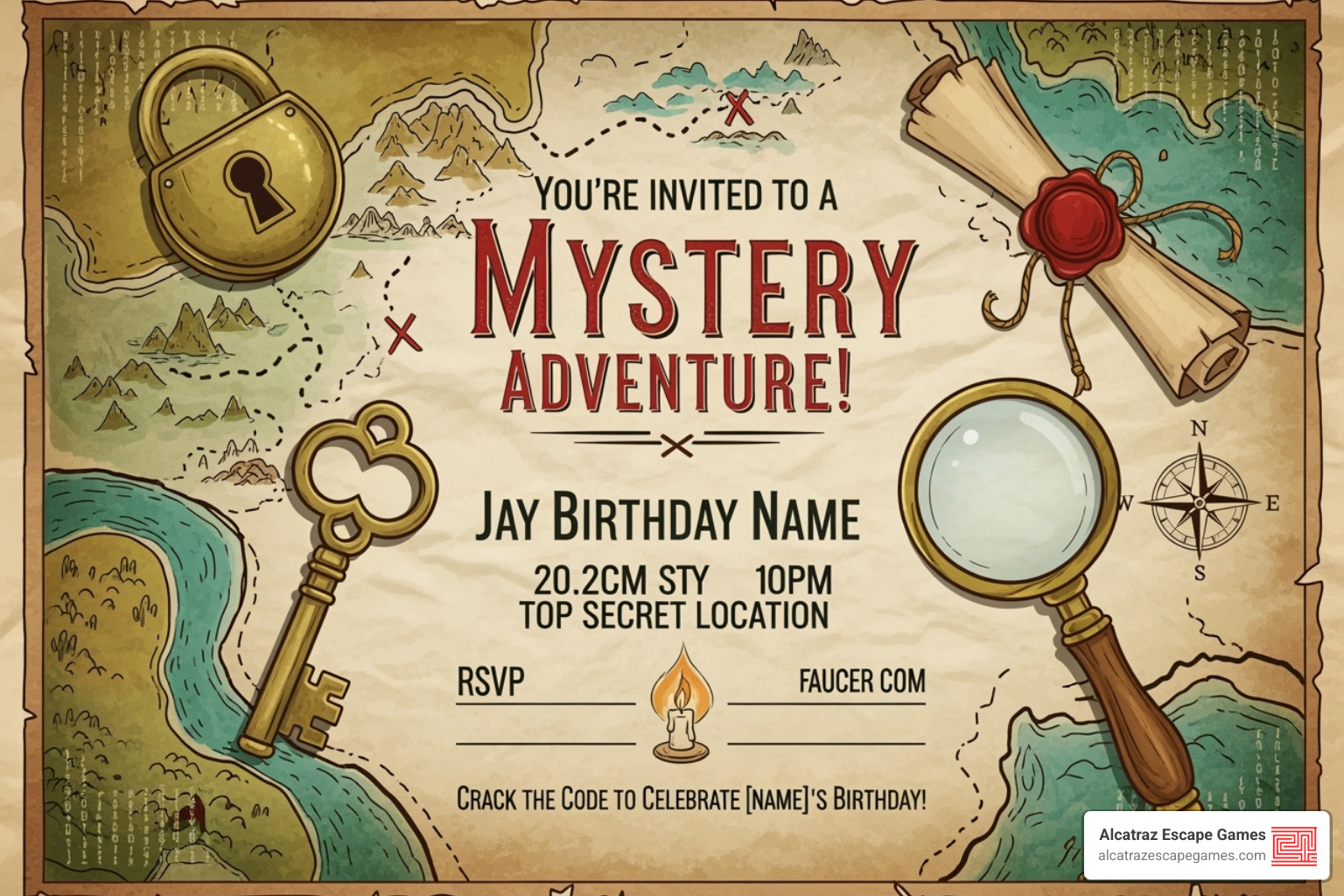Themed escape room birthday invitation - escape room birthday ideas