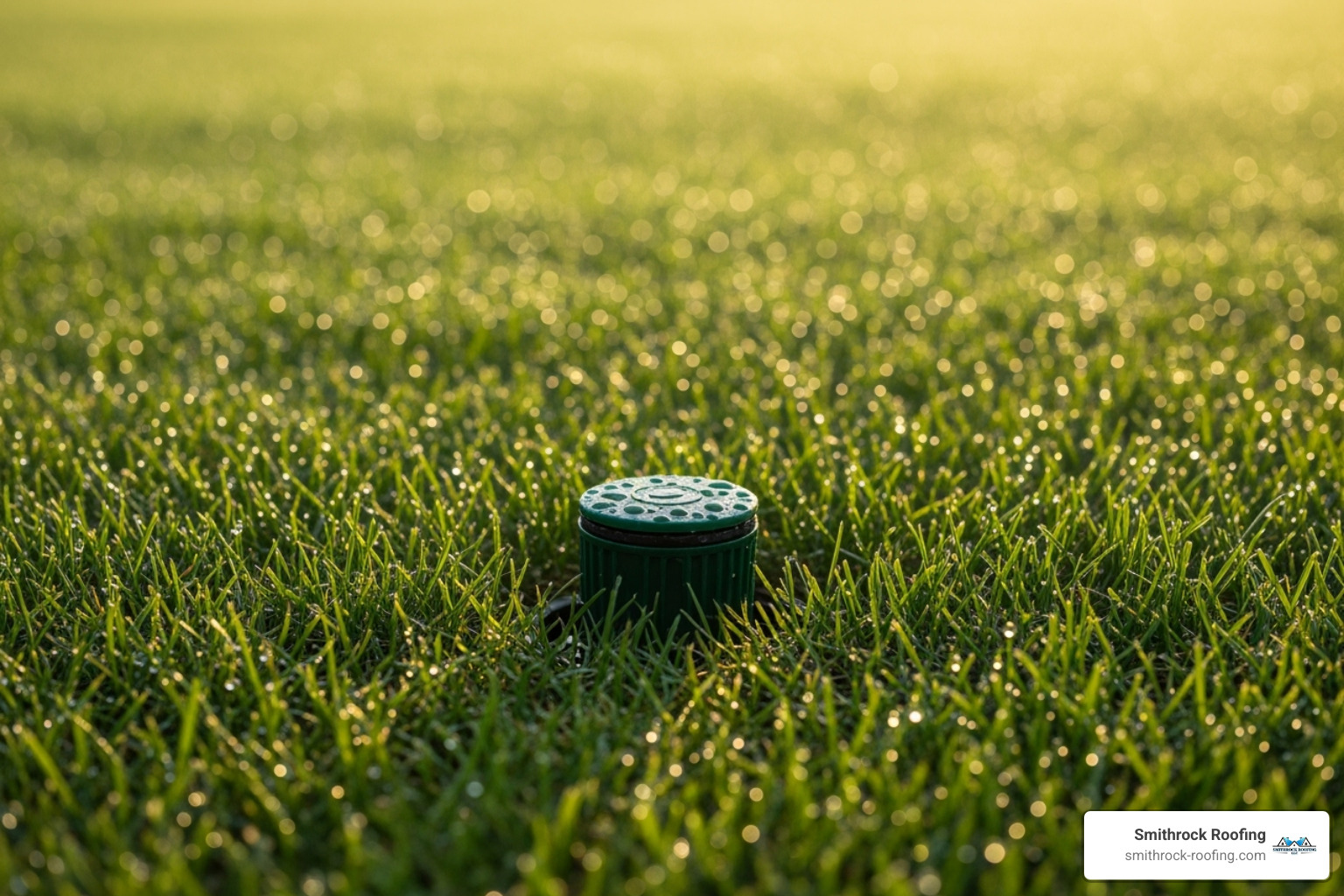 A pop-up emitter installed flush with the lawn, blending seamlessly into the landscaping - Buried gutter downspouts