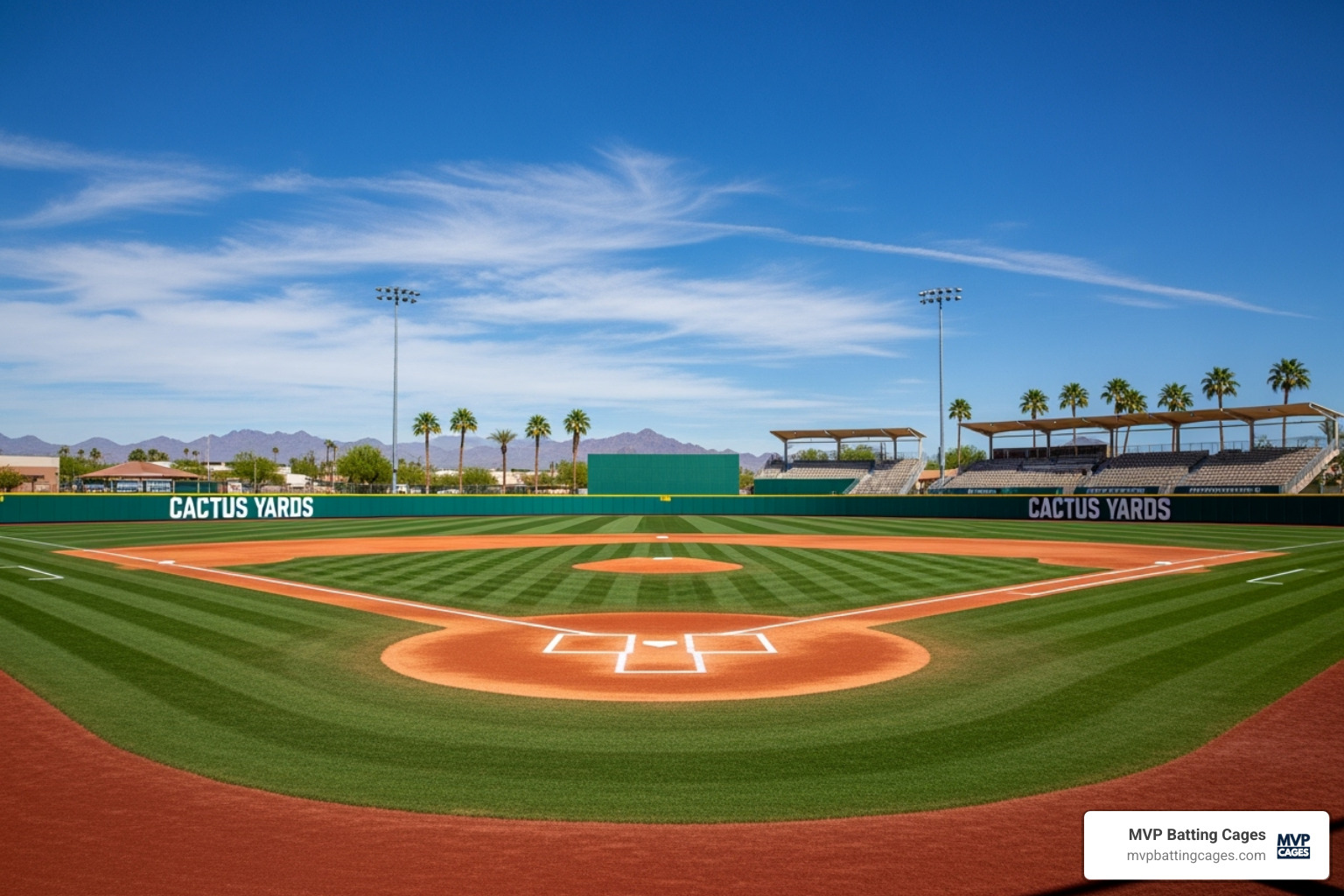 Well-maintained baseball diamond at Cactus Yards - Gilbert youth baseball