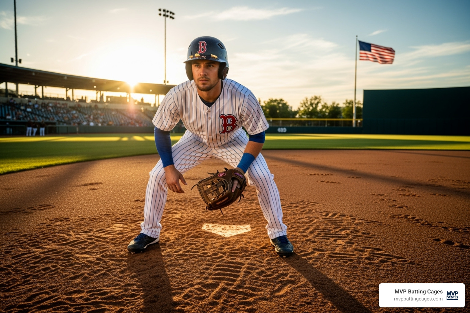Image of an infielder in the ready position - Baseball skill development