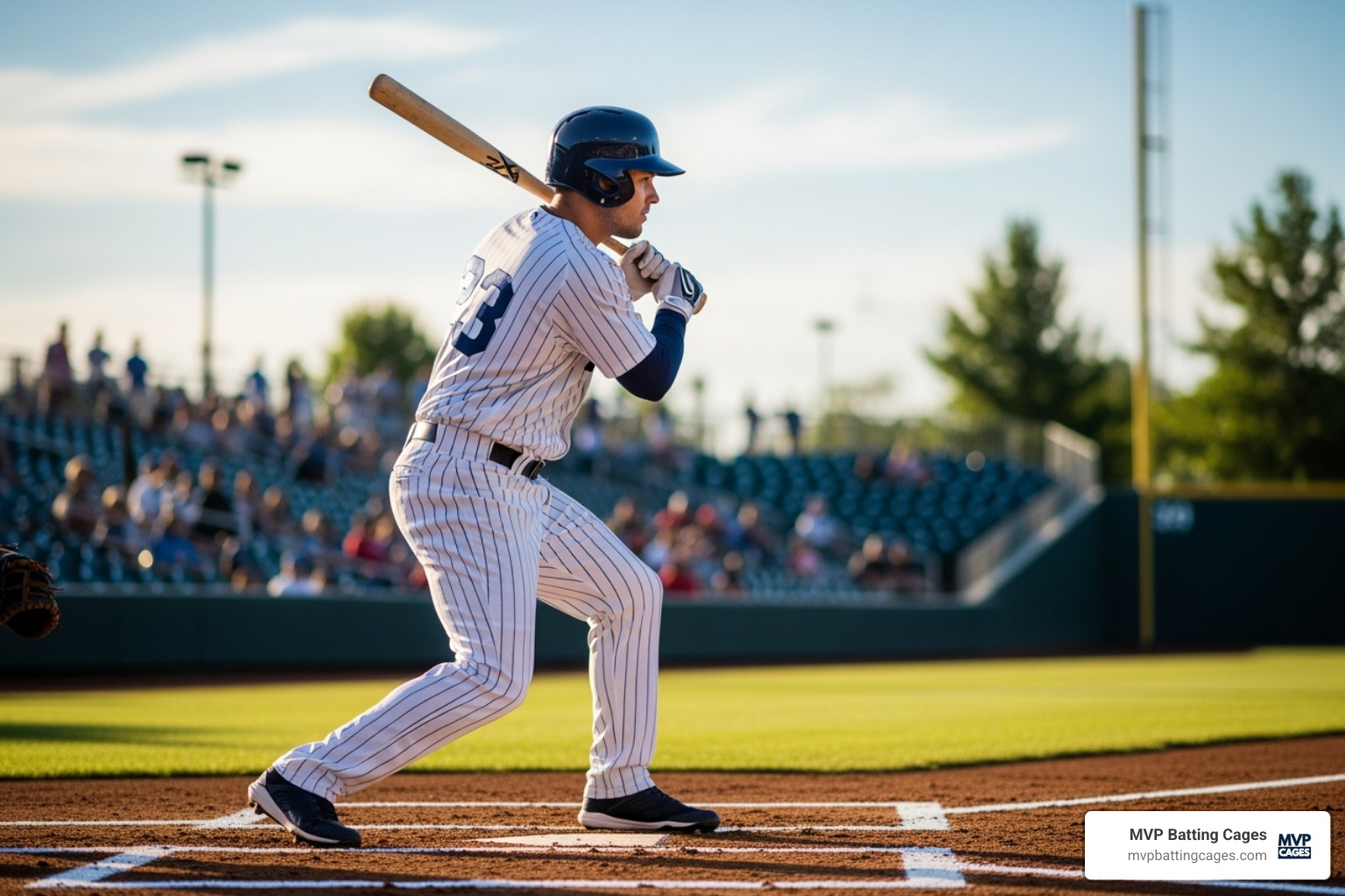 Image of a player demonstrating a correct batting stance - Baseball skill development