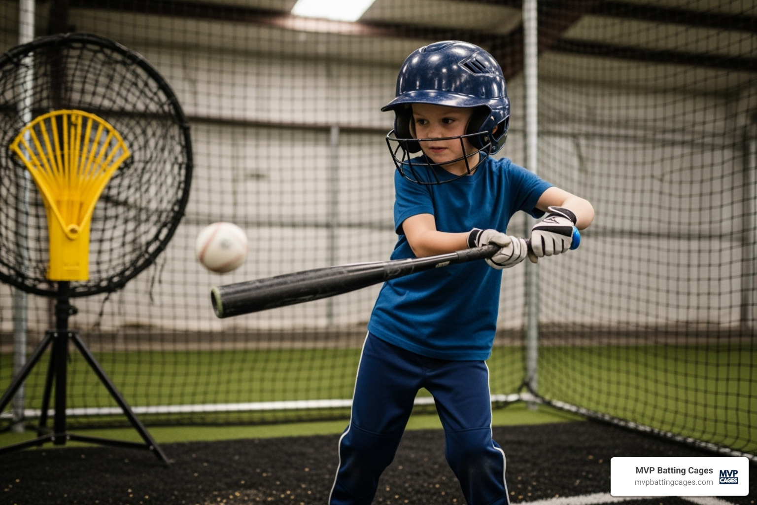 child wearing proper helmet and batting gloves - Kids batting cages