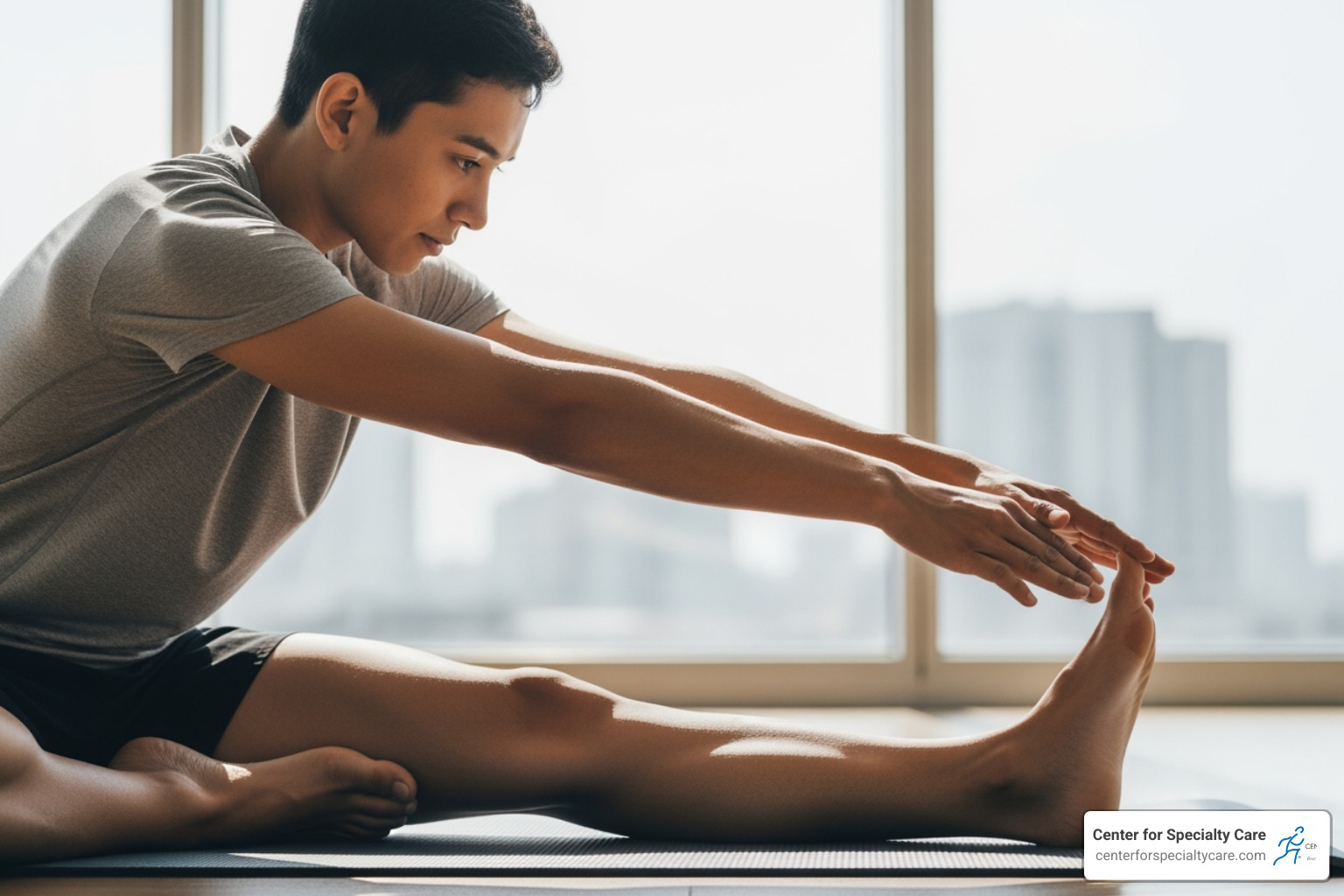 person performing a gentle ankle stretch - is heat good for peroneal tendonitis