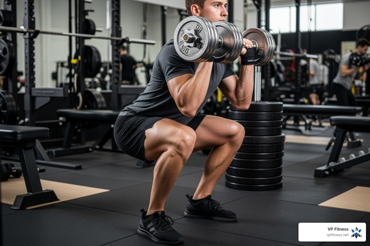 person performing a compound exercise like a dumbbell squat - Workout split routine person performing a compound exercise like a dumbbell squat - Workout split routine