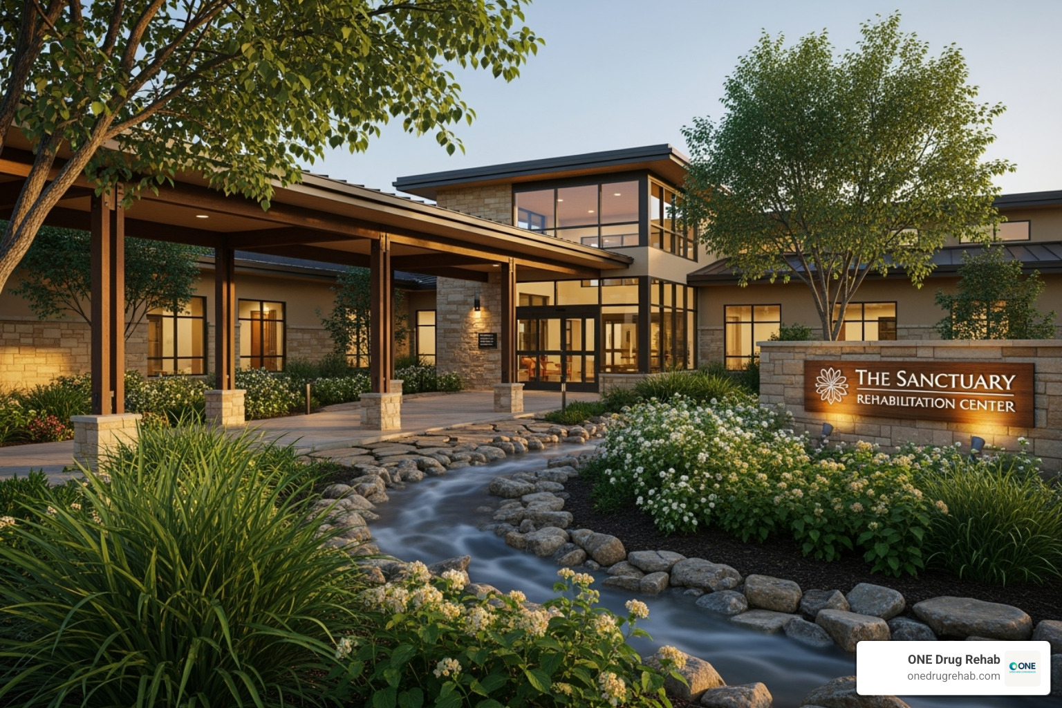 Serene and professional rehabilitation facility entrance - alcoholism rehabilitation programs