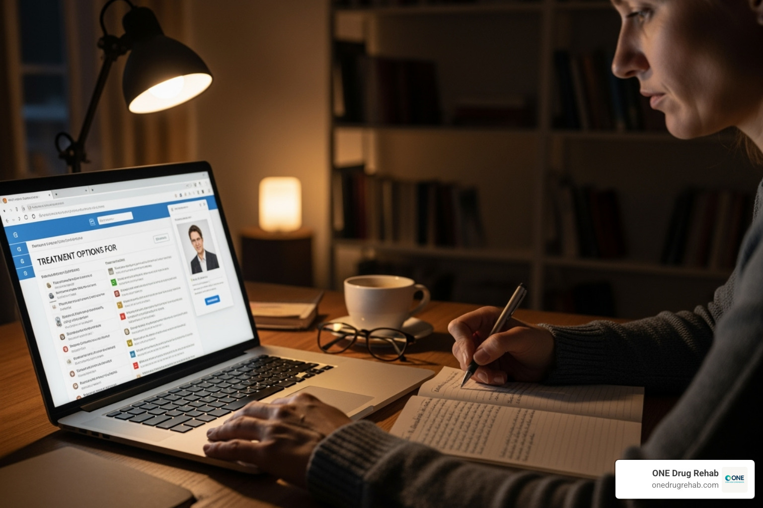A person using a laptop to research treatment options - alcohol addiction rehab A person using a laptop to research treatment options - alcohol addiction rehab
