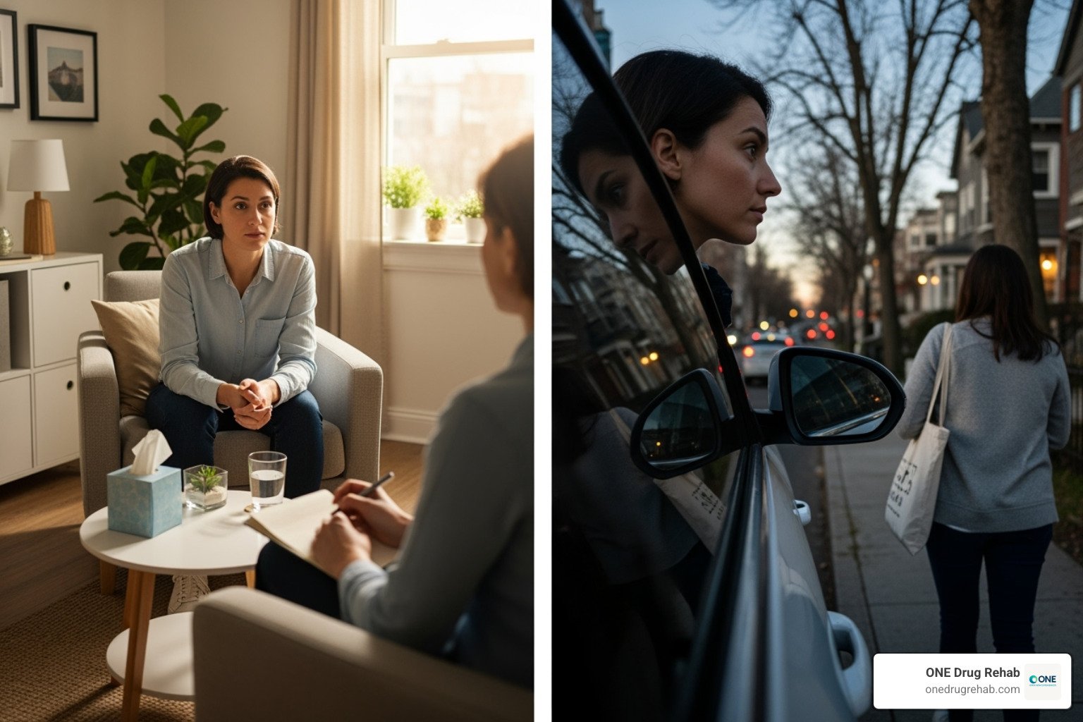 A person attending a therapy session and then returning home - outpatient detox programs