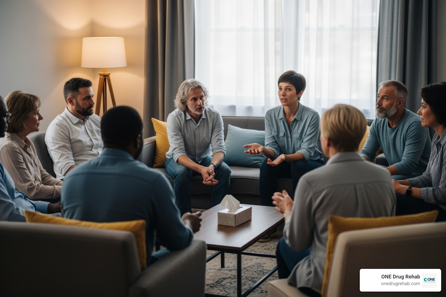 Image of a group therapy session in progress - how do outpatient rehab programs work Image of a group therapy session in progress - how do outpatient rehab programs work