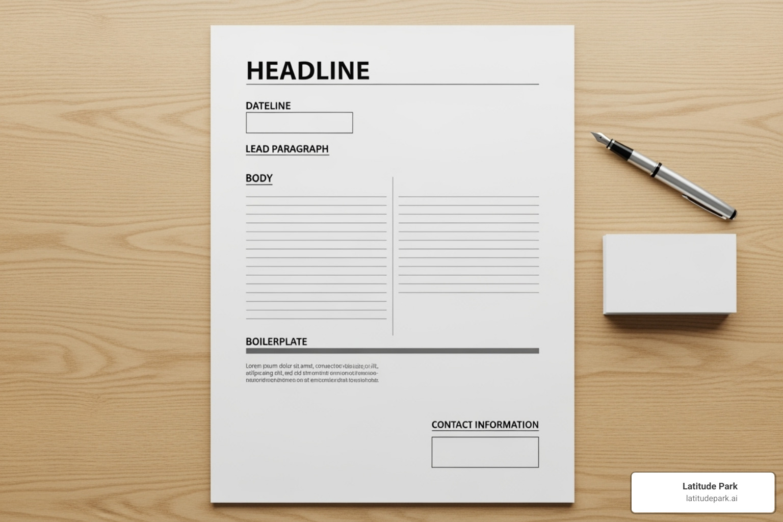 A perfectly formatted press release template highlighting key sections like headline, dateline, lead paragraph, body, boilerplate, and contact information - free pr release websites