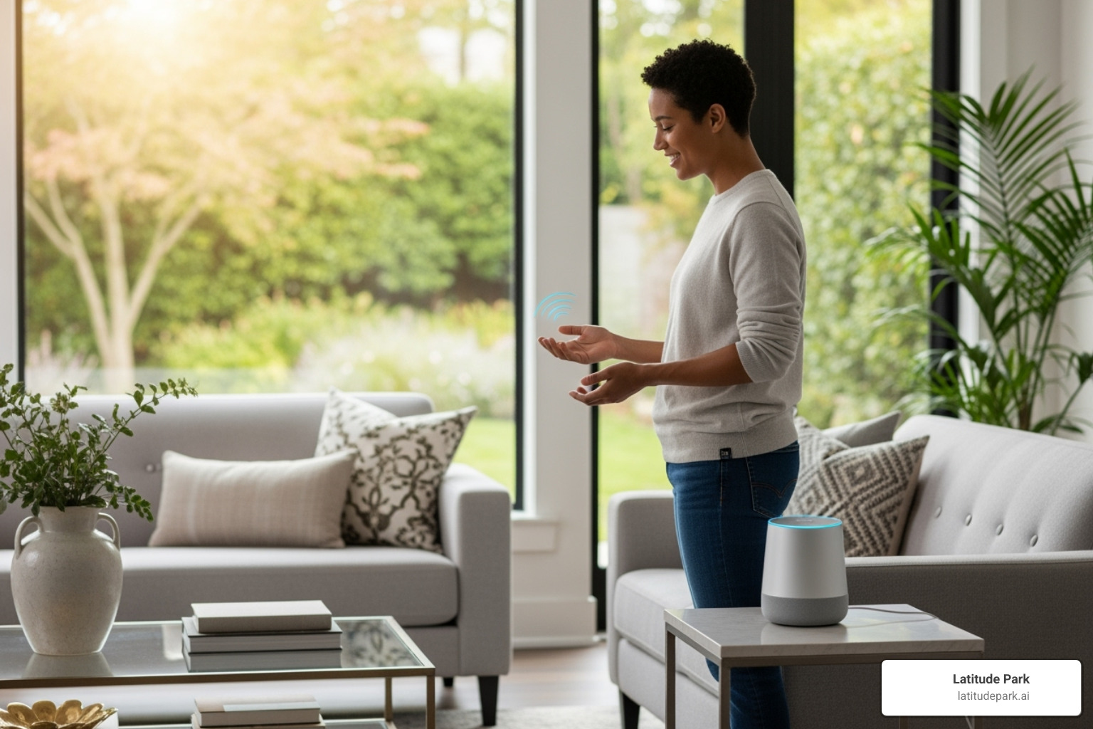 person using voice search on a smart home device - local seo buzz