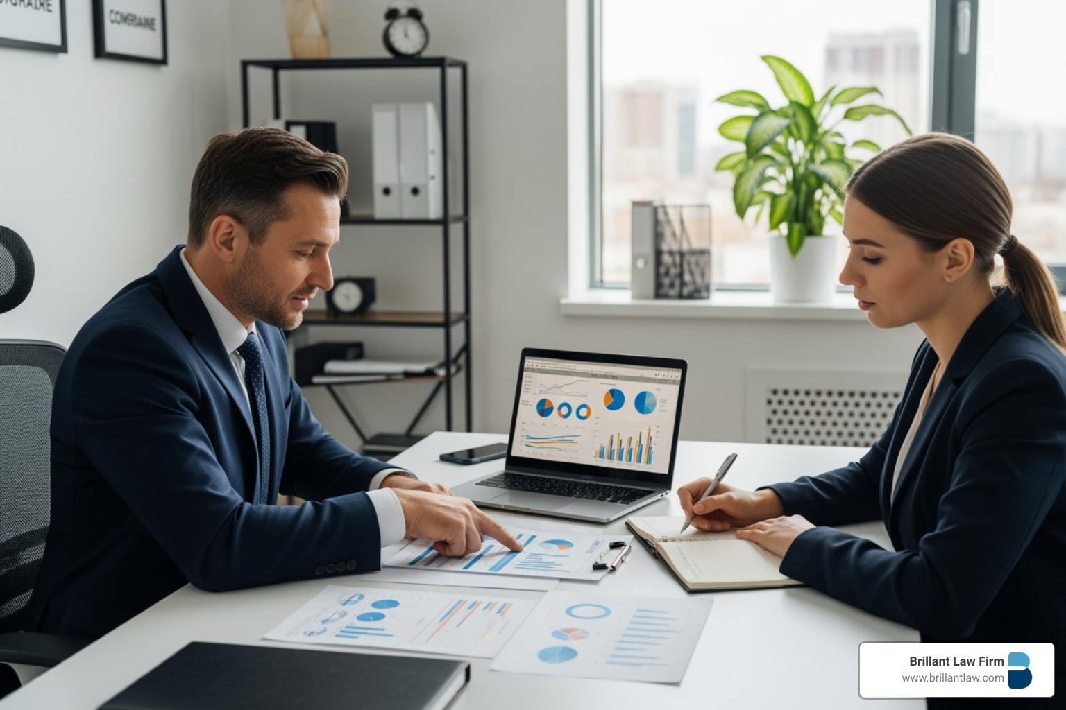 A business owner discussing retirement plans with an employee, symbolizing strategic financial and tax planning for the workforce. A business owner discussing retirement plans with an employee, symbolizing strategic financial and tax planning for the workforce.
