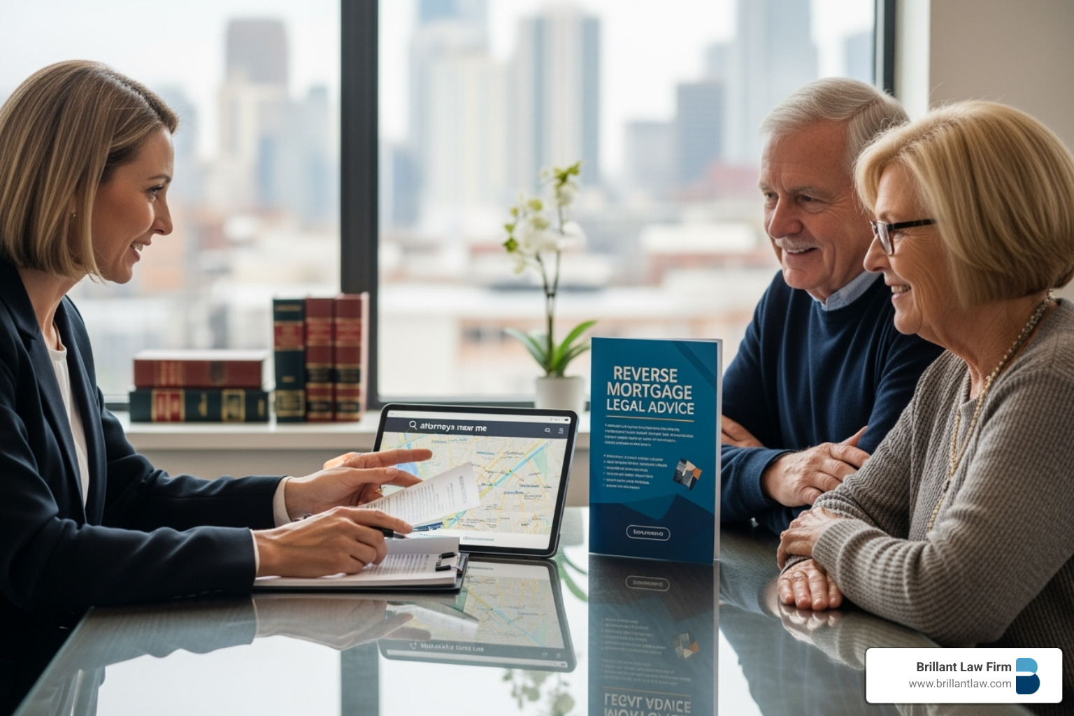 Magnifying glass held over a legal document, symbolizing the detailed review provided by a reverse mortgage attorney.