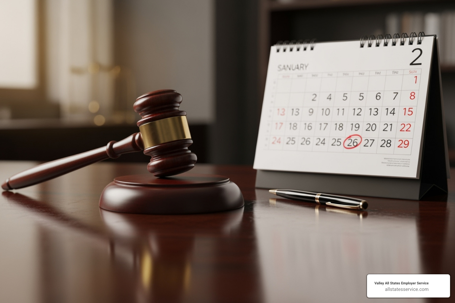A gavel and a calendar - Maryland employment law