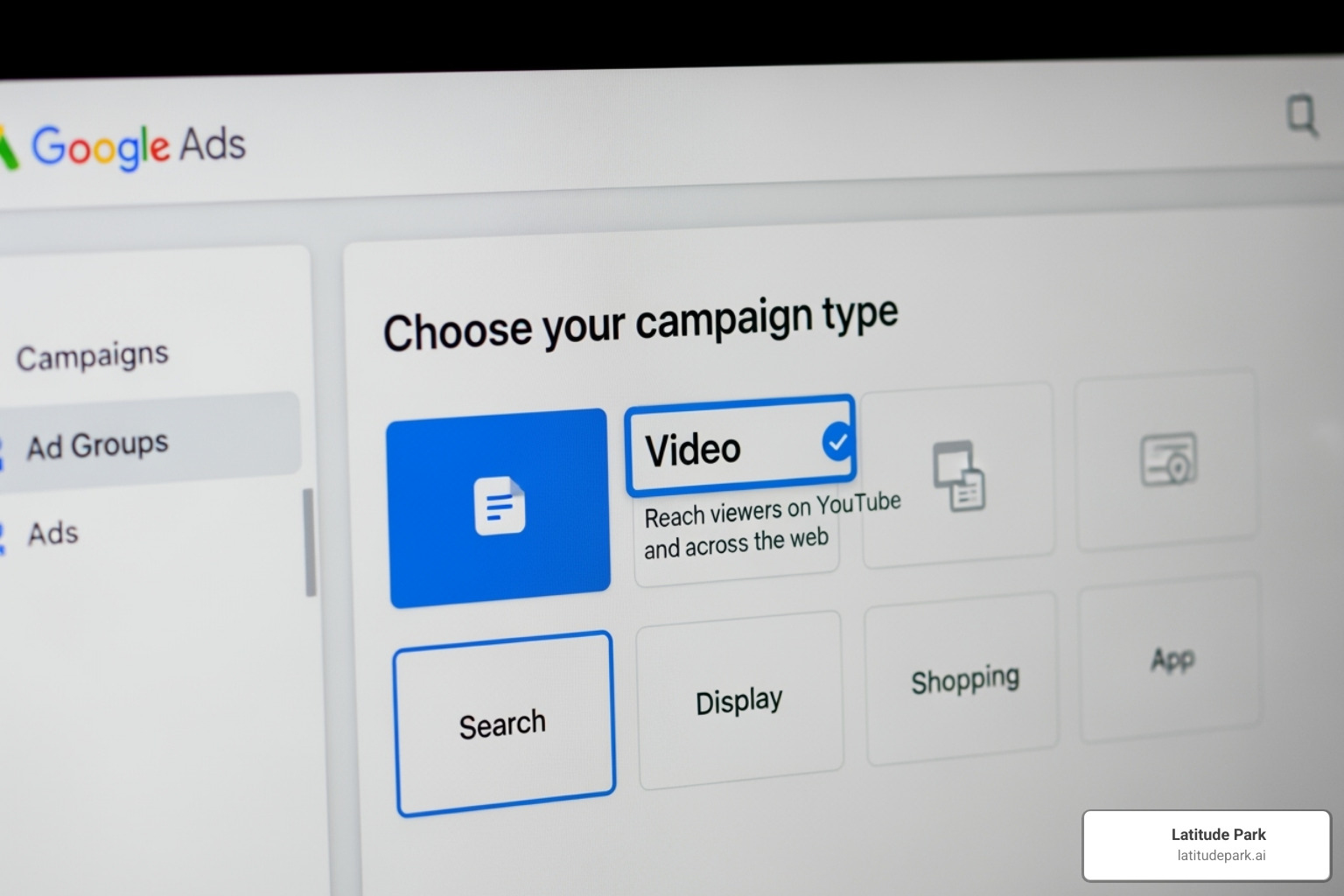 Google Ads interface showing the campaign setup process for an in-feed video ad - findy ads youtube