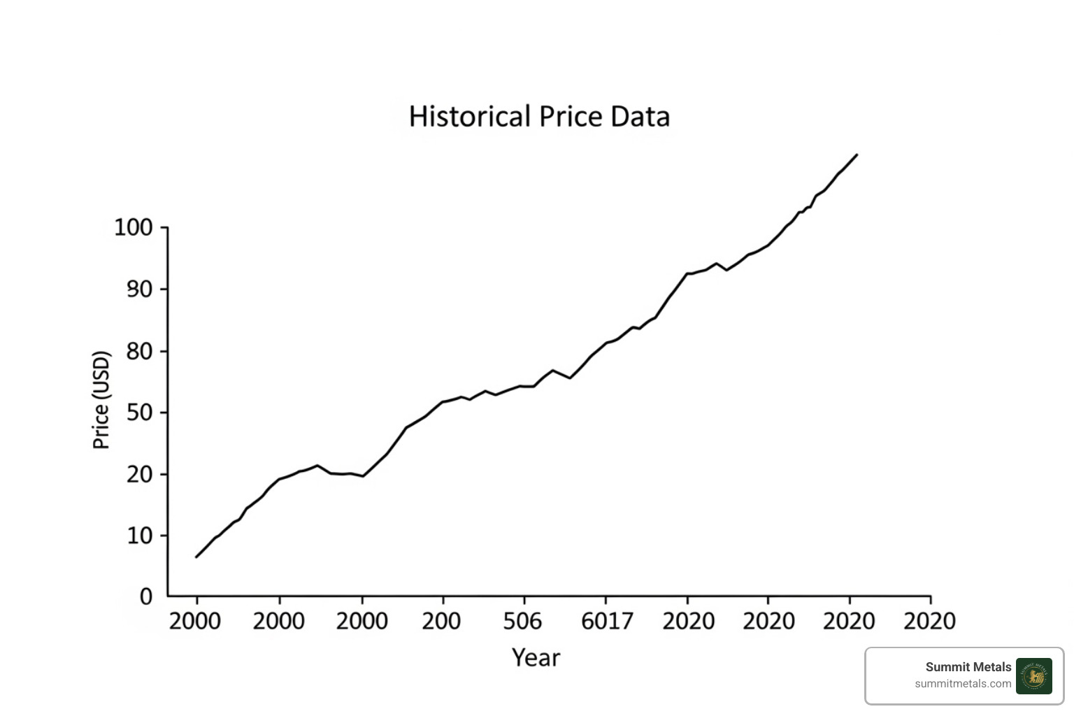 historical gold price chart showing an upward trend - 250 gram gold price today