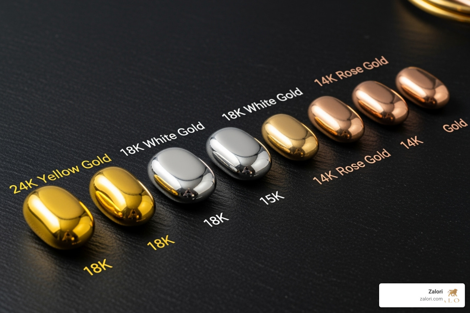 Different gold karats and colors - Bespoke gold jewelry Different gold karats and colors - Bespoke gold jewelry