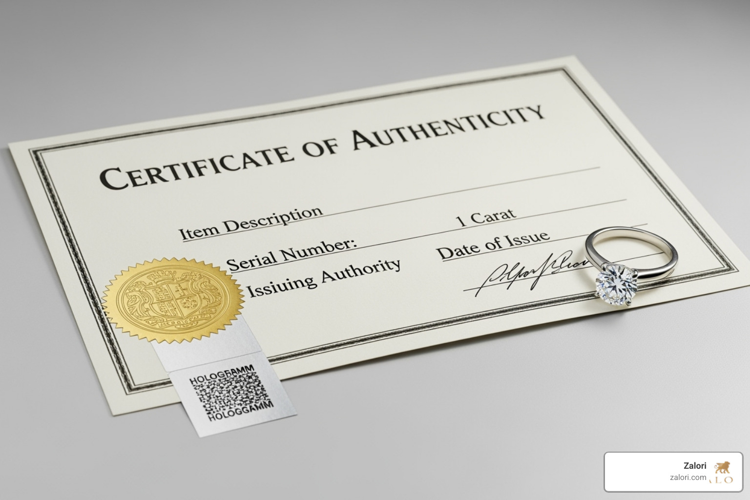 certificate of authenticity next to diamond ring - Luxury jewelry craftsmanship certificate of authenticity next to diamond ring - Luxury jewelry craftsmanship