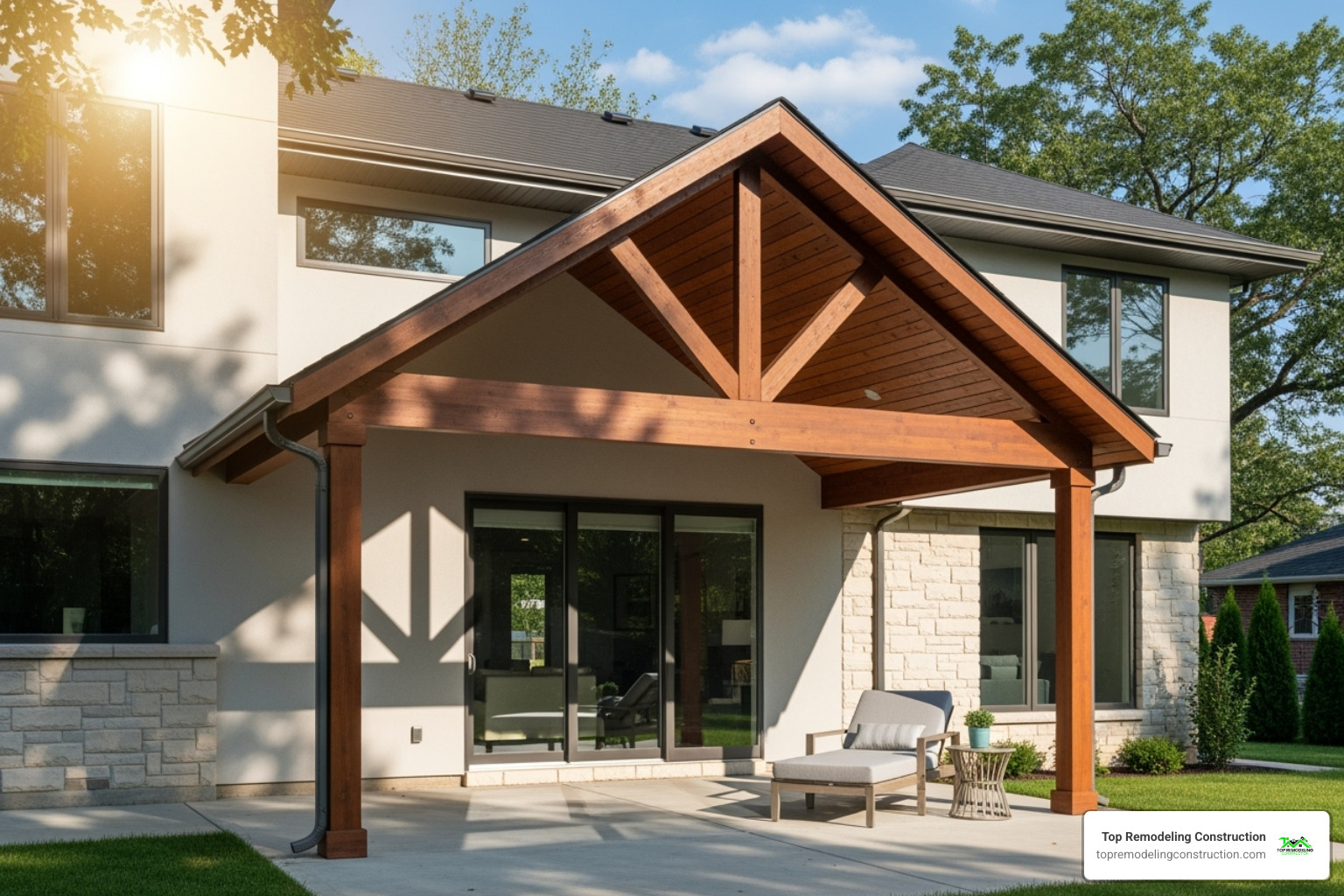 solid gable-roof patio cover attached to house - Covered patio cost solid gable-roof patio cover attached to house - Covered patio cost