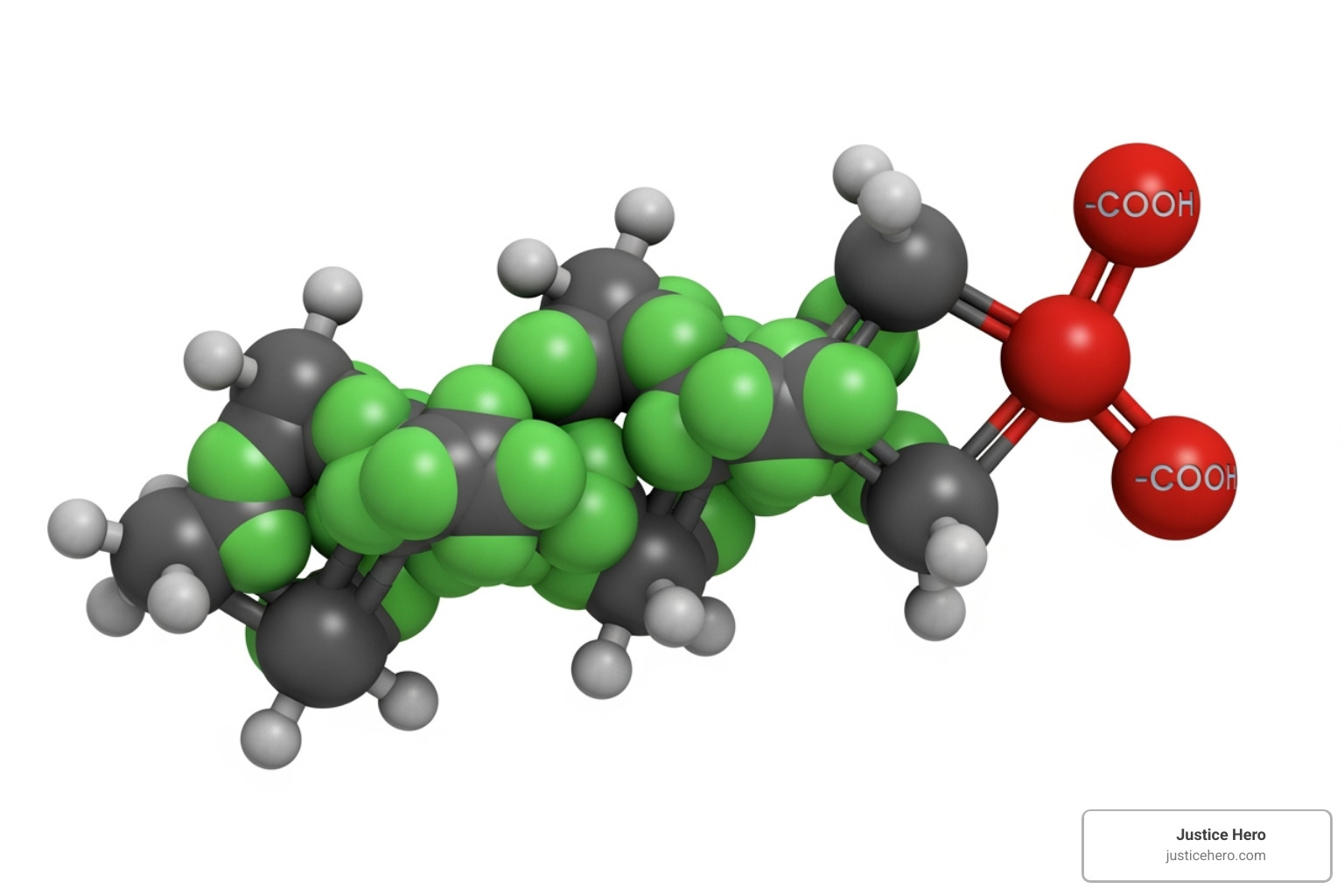 chemical structure of a PFAS molecule - firefighting foam action lawsuit