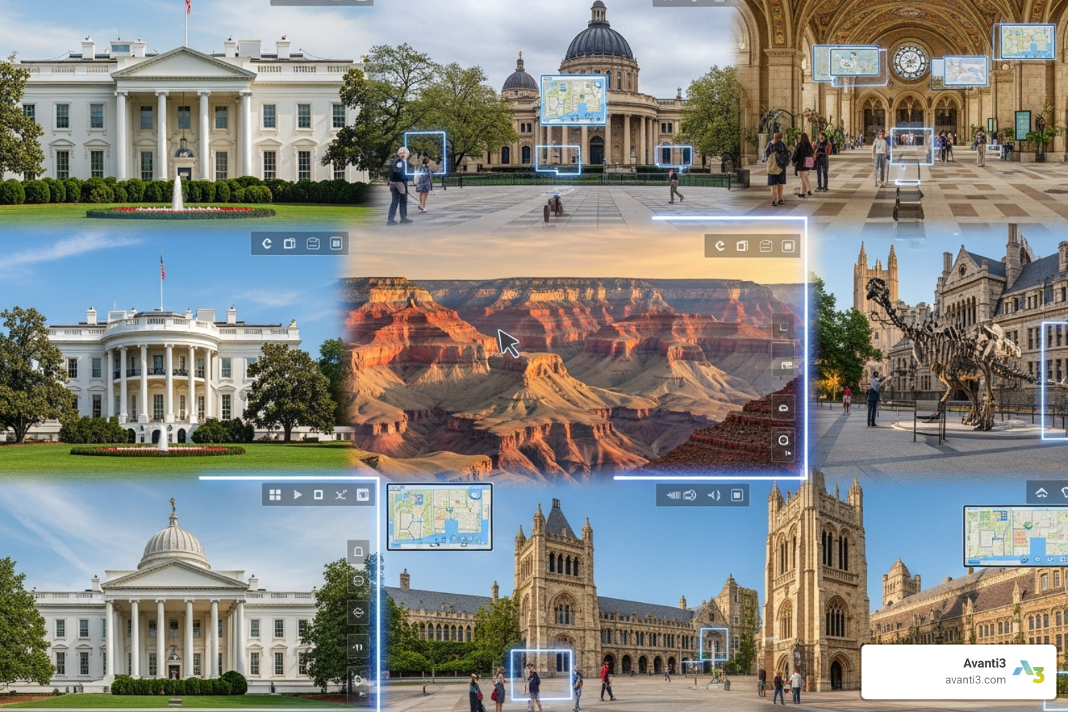 collage of virtual tour locations - virtual tours