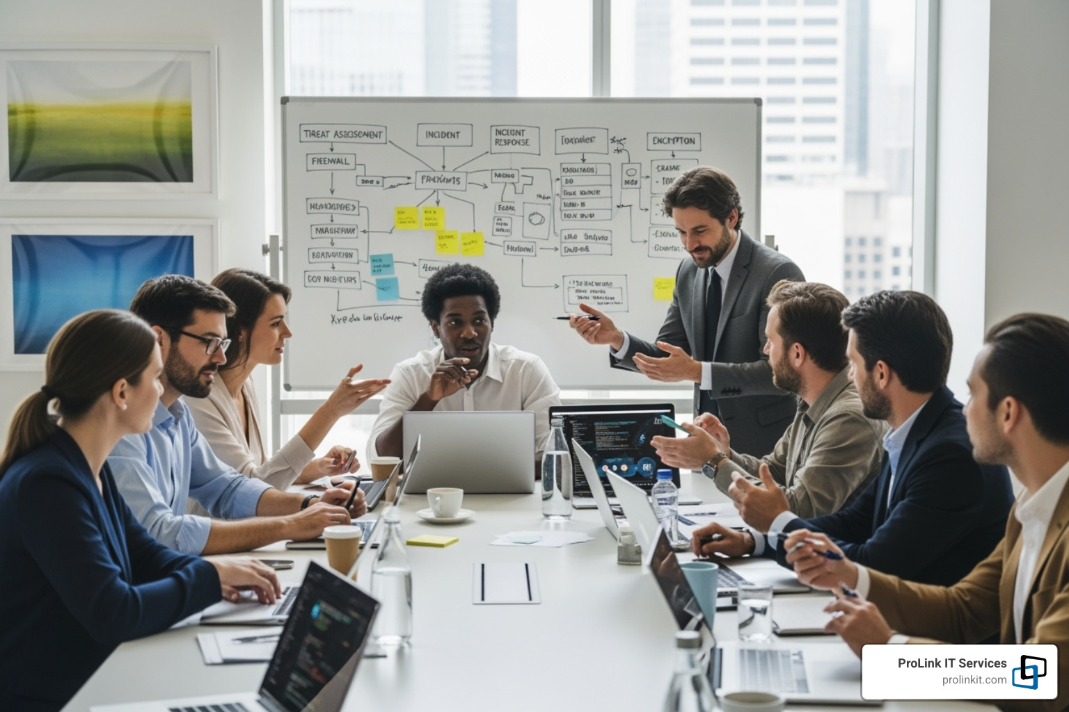 team collaborating on a security plan - how to prevent downtime team collaborating on a security plan - how to prevent downtime