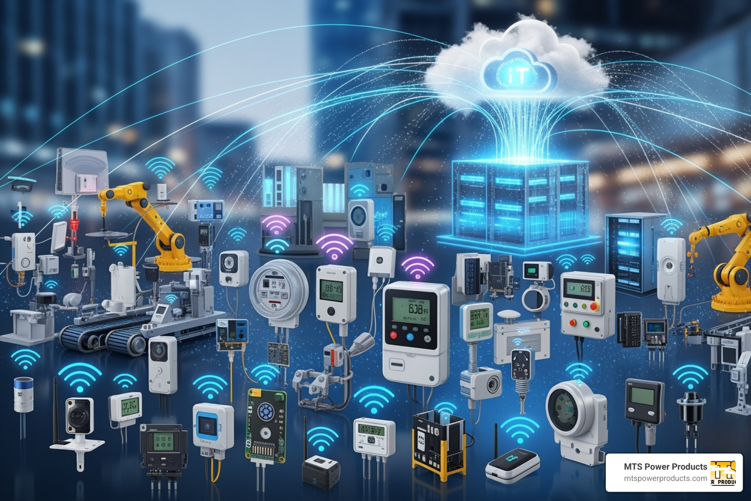 IoT devices feeding data to a central cloud platform - power management solutions