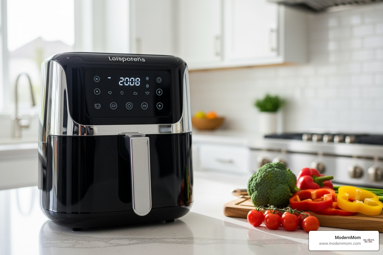 a modern air fryer on a kitchen counter - family meal ideas air fryer