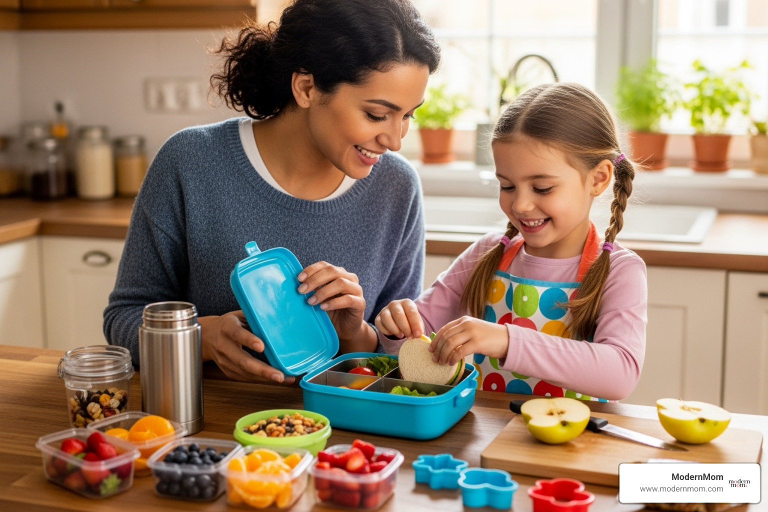 parent and child packing lunchbox - Sandwich free lunches