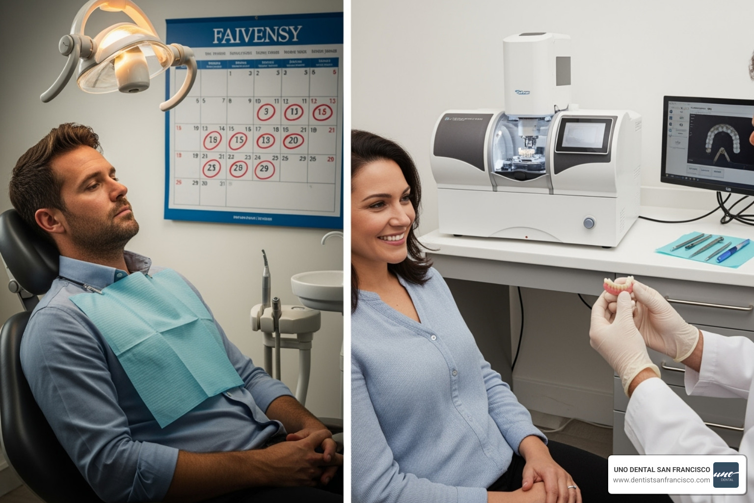 Traditional vs. Same-Day Dental Bridge Process - Same day dental bridge