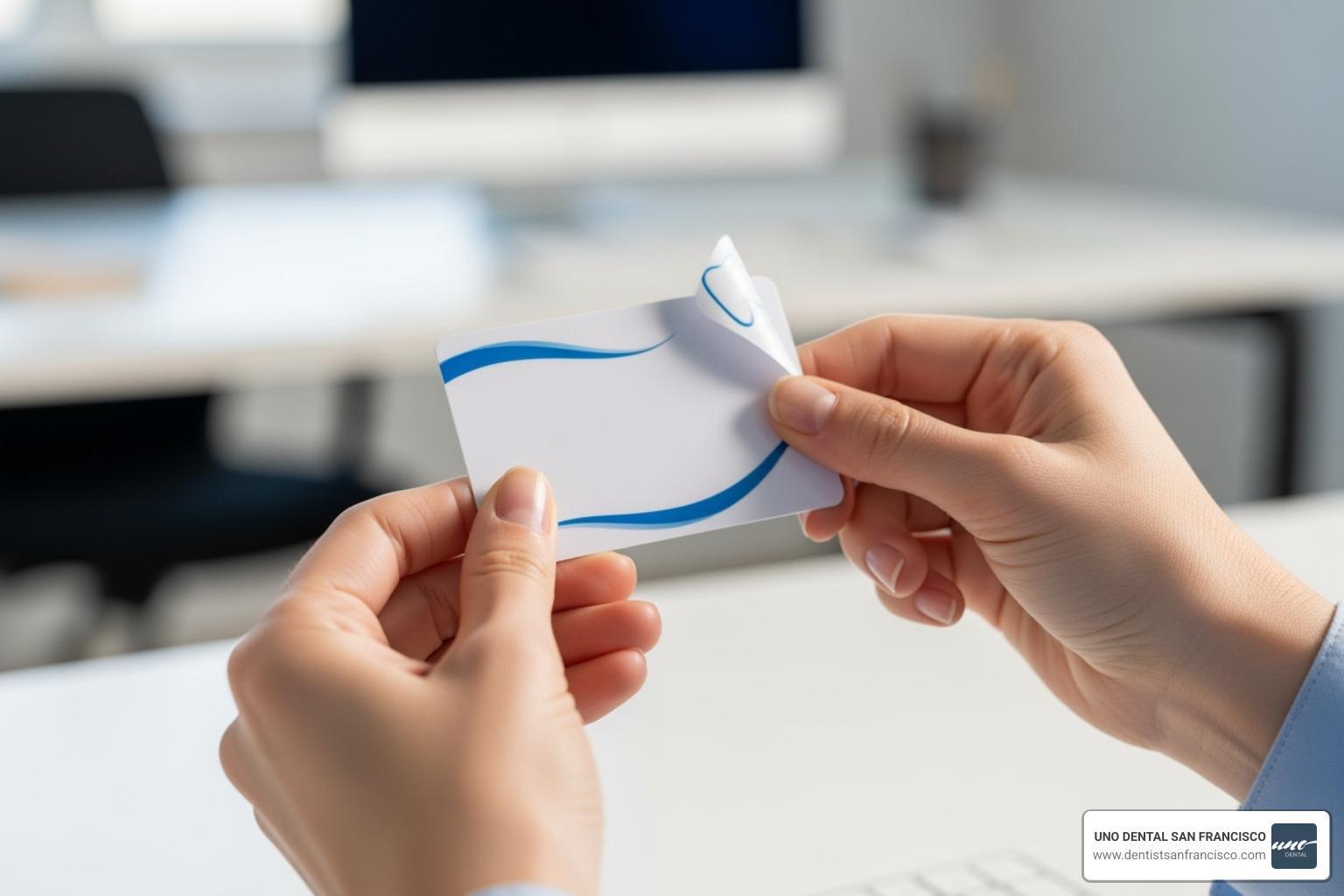 person reviewing insurance card - emergency dental office san francisco