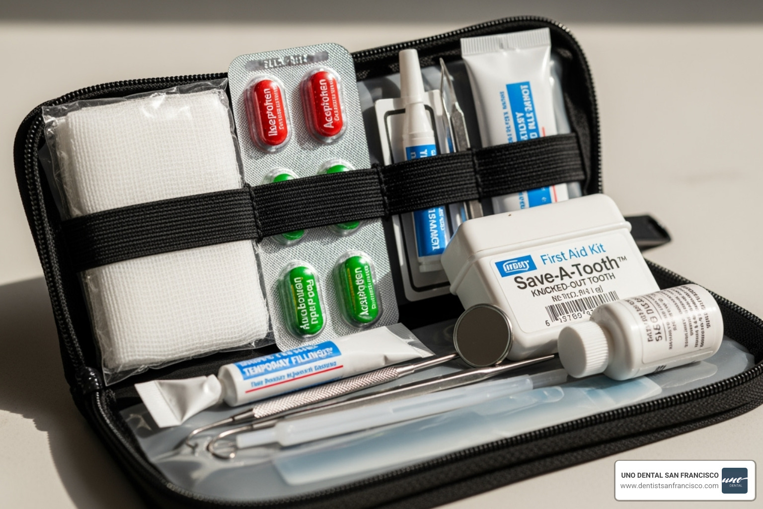 dental first-aid kit - dentist open saturday san francisco