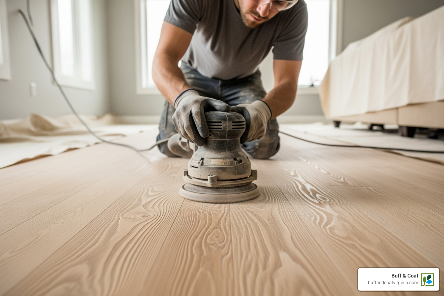 professional using orbital sander on hand-scraped floor - refinish hand scraped engineered hardwood floors professional using orbital sander on hand-scraped floor - refinish hand scraped engineered hardwood floors
