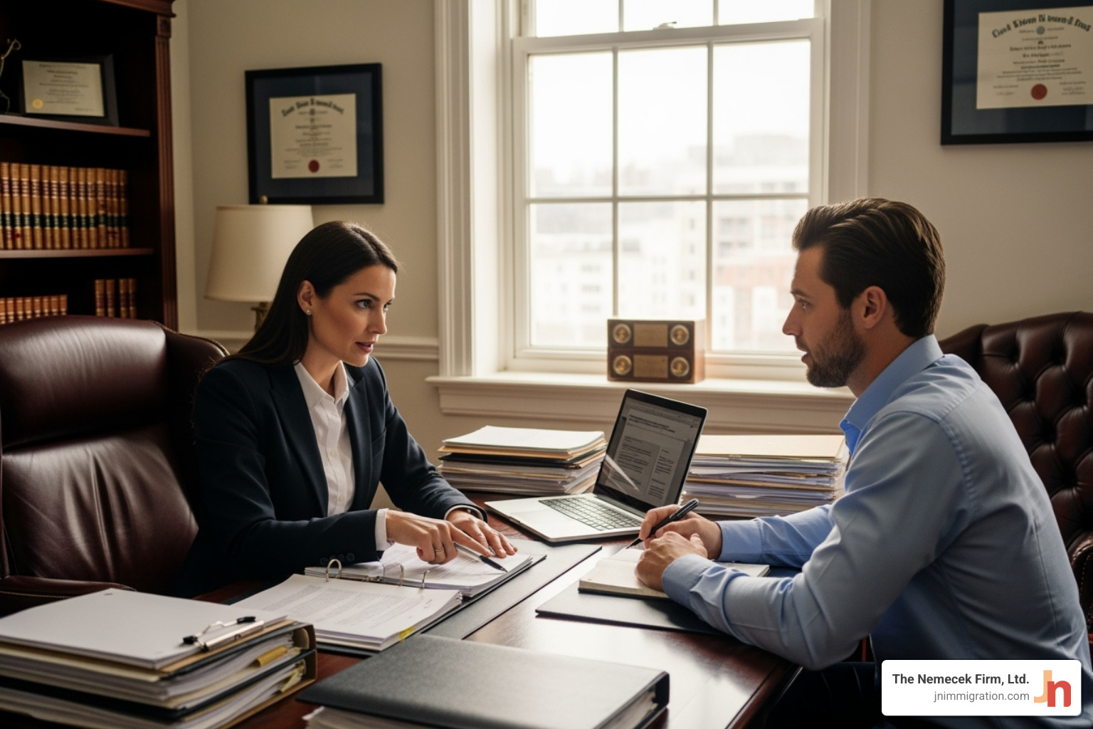 An attorney and client preparing for an interview - political asylum attorney