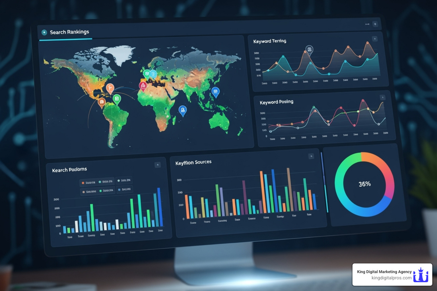 Rank tracking dashboard showing local keyword positions - Local keyword research