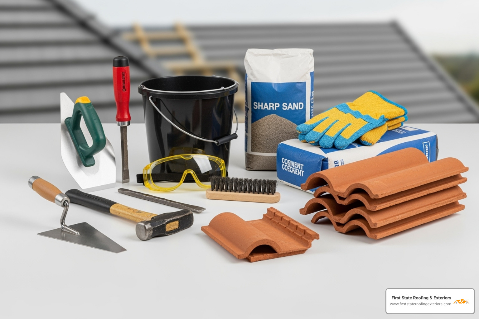 tools and materials for ridge tile replacement - ridge tile replacement