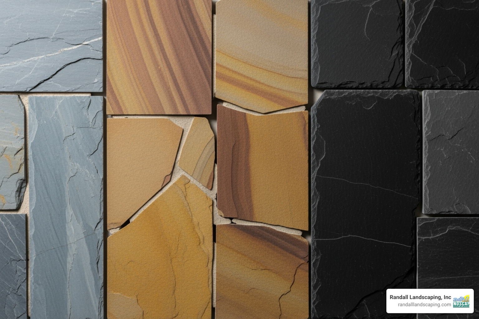 Different types of flagstone including bluestone, sandstone, and slate - flagstone walkway installation near me