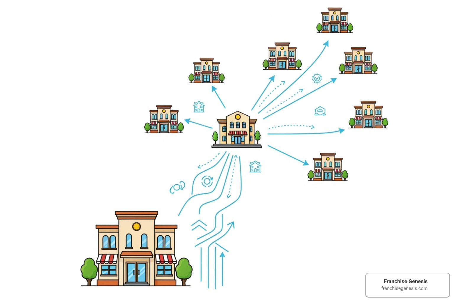 flowchart showing the journey from a single business to a multi-unit franchise - franchise consultant and business broker services