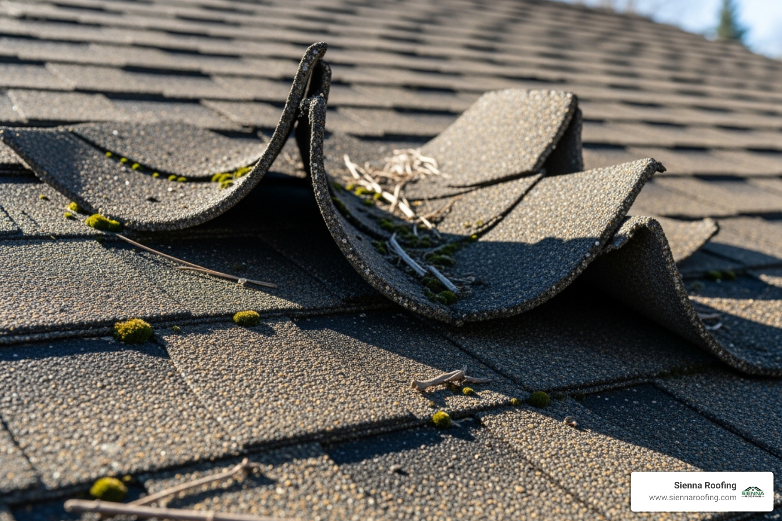 Curling and cracked asphalt shingles - new roof installation