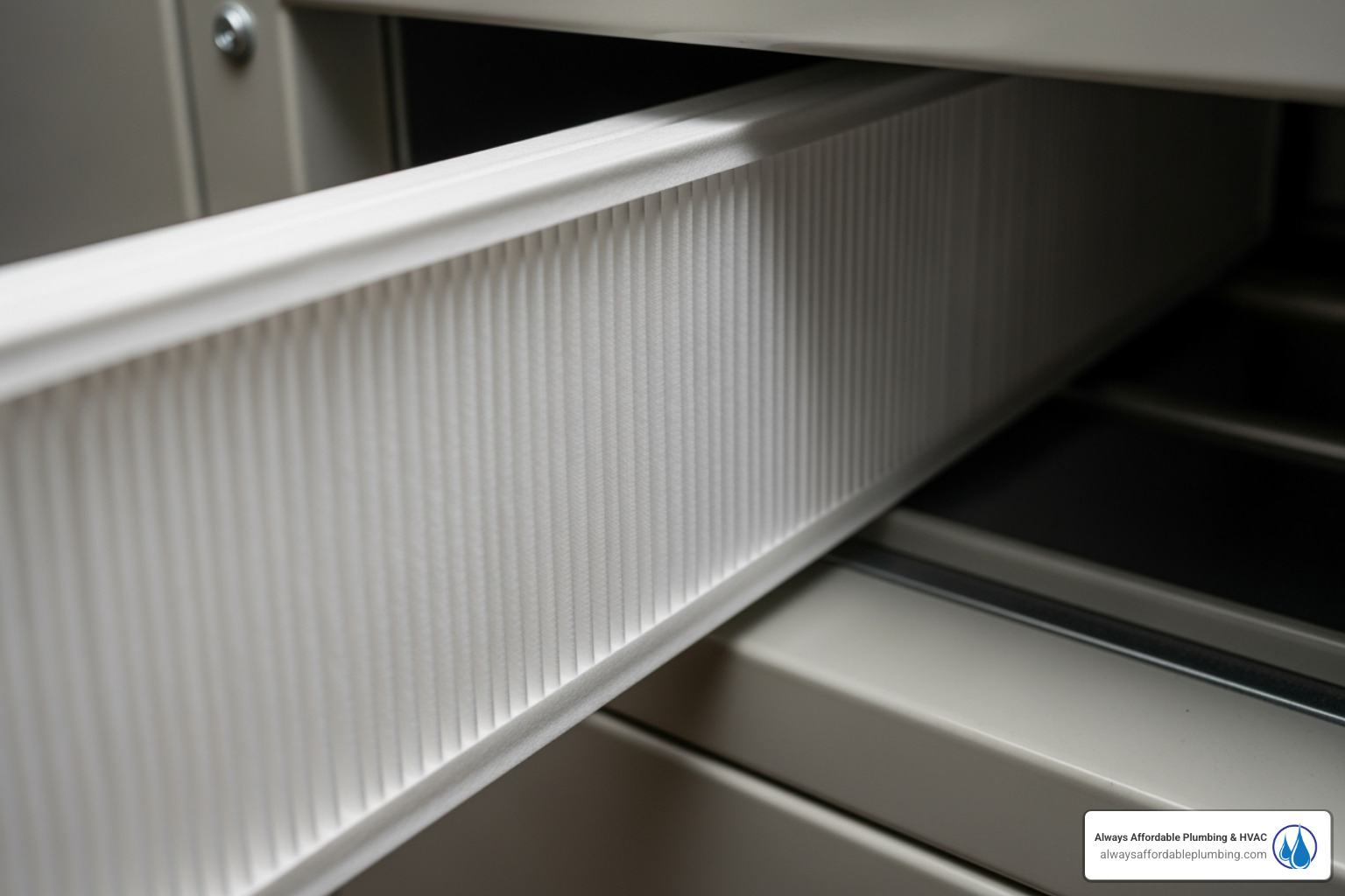 Clean air filter being installed into an HVAC unit - HVAC repair Elk Grove