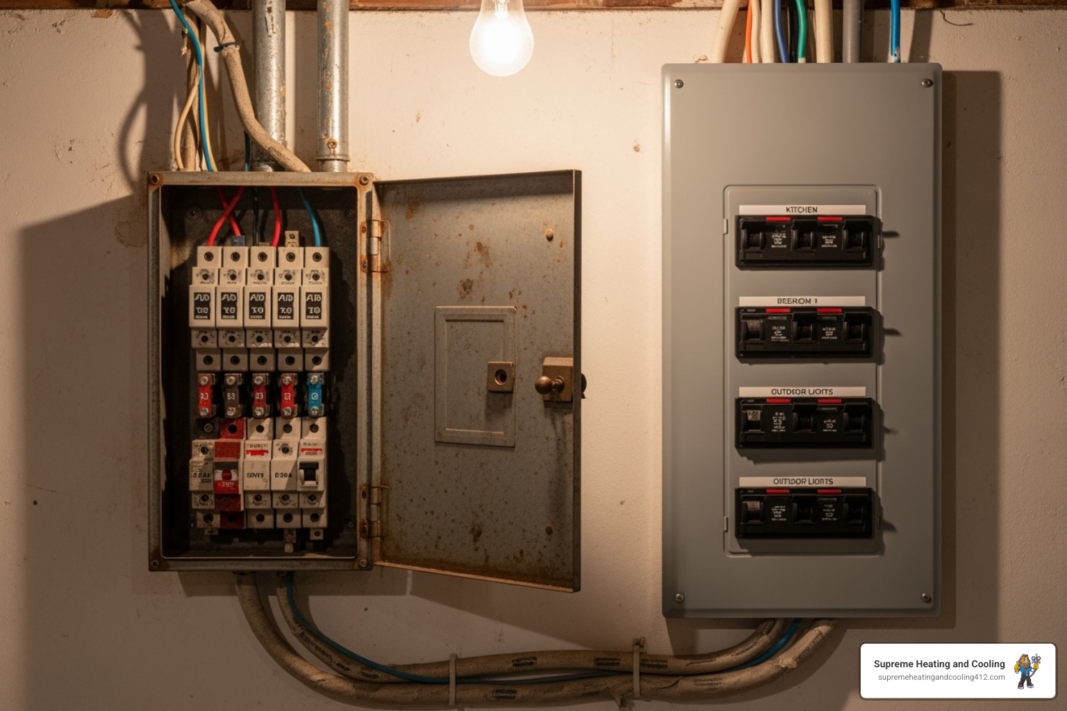 Comparison table showing features of a fuse box vs. circuit breaker panel - fuse box replacement